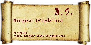 Mirgics Ifigénia névjegykártya